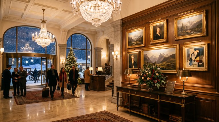 Luxury hotel lobby with bespoke hospitality furniture and fixtures